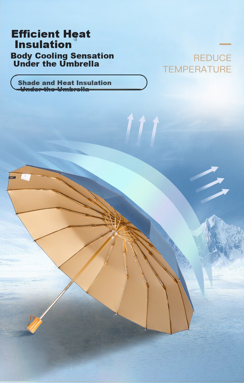 MAMORU UV Protection Folding Umbrella, Three-Fold Manual Opening, Reinforced Ribs, Black Gel Sunscreen Umbrella, Suitable for Both Rain And Shine, Black Color 2