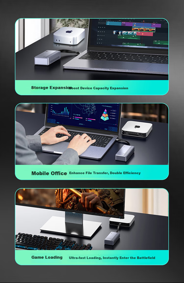 UNITEK 80Gbps Hard Drive Enclosure, Biji 5 SSD Enclosure, Compatible with Thunderbolt 4/3/USB4, M.2 External Hard Drive Reader Box, Suitable for Apple Mac Mini M4 Expansion S1252A 7