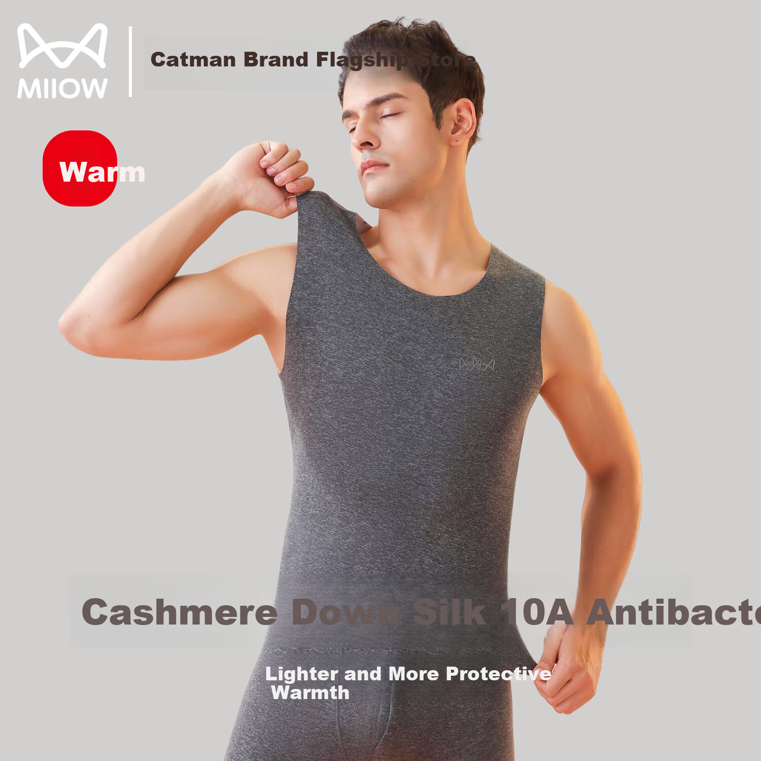 MiiOW down And Silk Thermal Vest for Men, German Down Seamless Heat-Generating Underwear, New Product for 25 Years, Autumn And Winter Inner Wear Base Layer Top