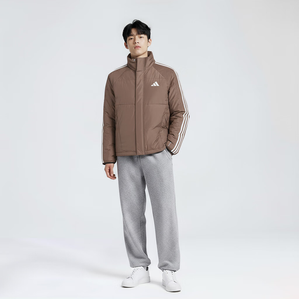 Adidas Men's Sports Style Series 3S LW D JKT Short Down Jacket KC2488 Dark Brown M 3