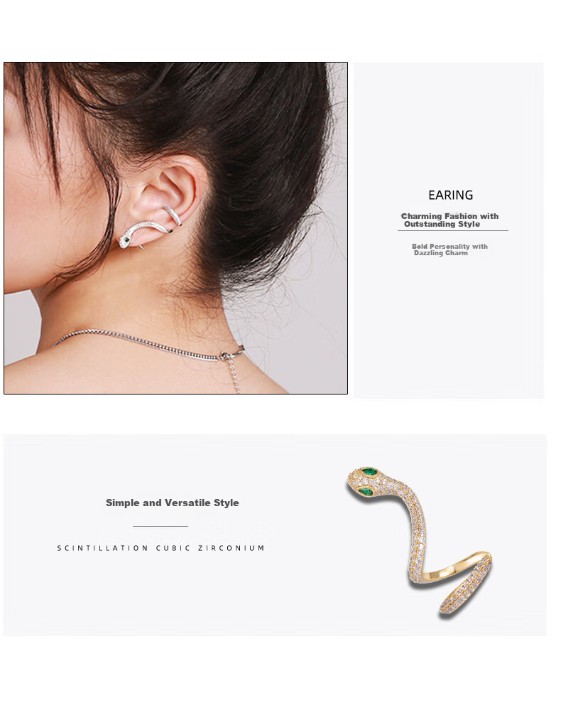 Qlady Snake Ear Studs for Women, 2026 New Year Style, Elegant High-End Bone Studs, Unique Niche Earrings, Luxurious Ear Accessories for Wome 7
