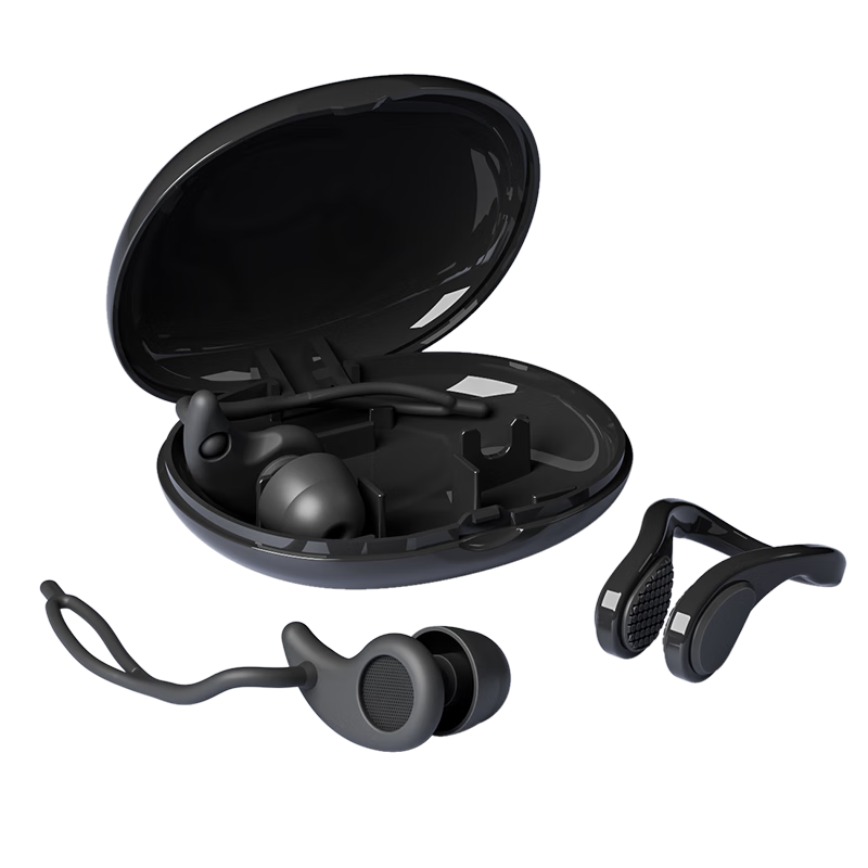 LI-NING Professional Swimming Earplugs and Nose Clip Soft Comfortable Waterproof Anti-Ear Infection Bathing Swimming Gear 6662 Black