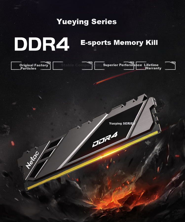 Netac 32GB (16GBx2) DDR4 3200 Desktop Memory Kit Yueying II Series Gaming Heat Spreader - Premium Chips (C16) White 1