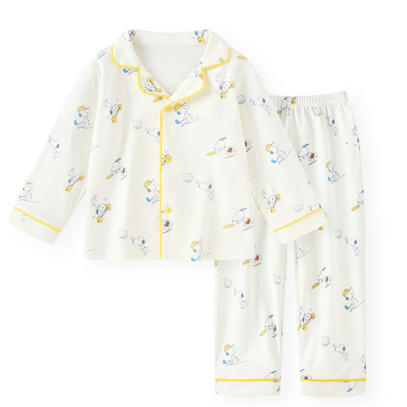 SNOOPY Kids Spring and Autumn Pure Cotton Comfortable Long Sleeve Pajama Set Boys and Girls Homewear Sports 120