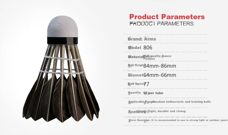 Amusi Badminton Shuttlecocks, Durable, Black Goose Feather, for Competition And Training, 1 Tube of 12 2