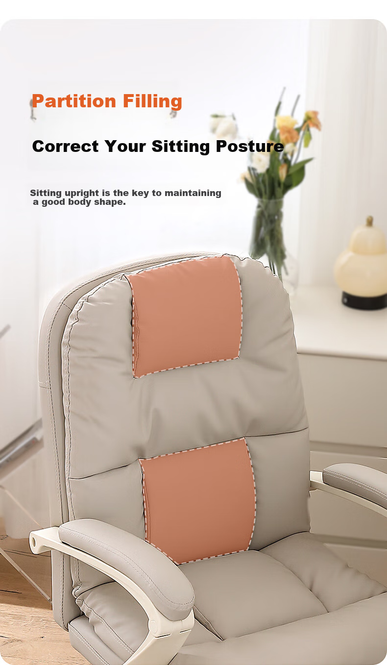 Guquan C733 Milk White Ergonomic Office Chair for Home, Long Sitting, Study, Dormitory And Study Room - Reclining 7