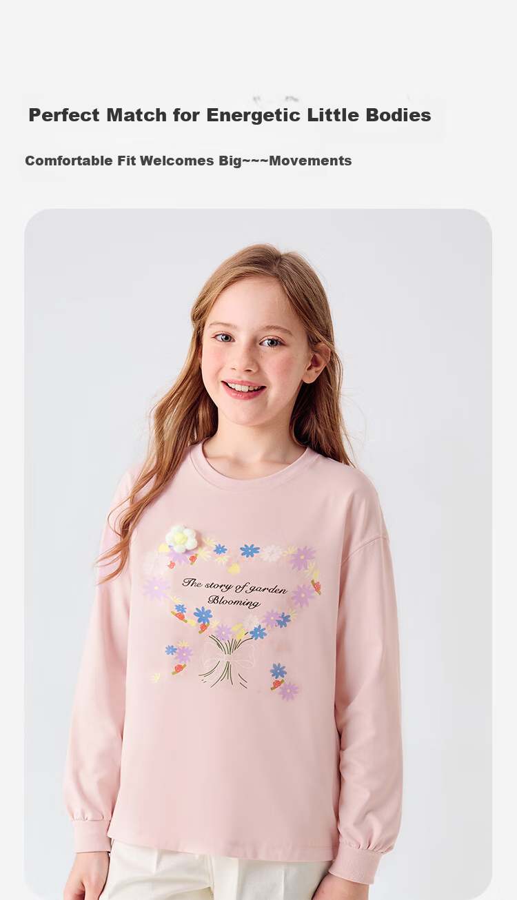 BALABALA Balaone Children's Long-Sleeve T-Shirt, Boys And Girls Autumn New Style, Quick-Dry Cool-Feeling Raglan Sleeve Top, Trendy Cool Comfortable 4