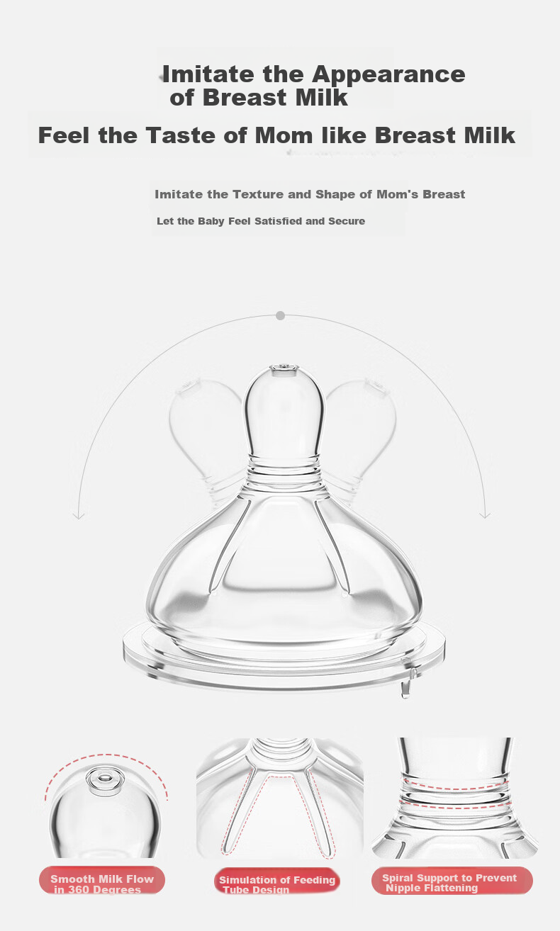 Oubeini Newborn Baby Bottle, Infant Bottle, Glass Bottle, Newborn Baby Bottle for 0-3 Months, 120ML 3