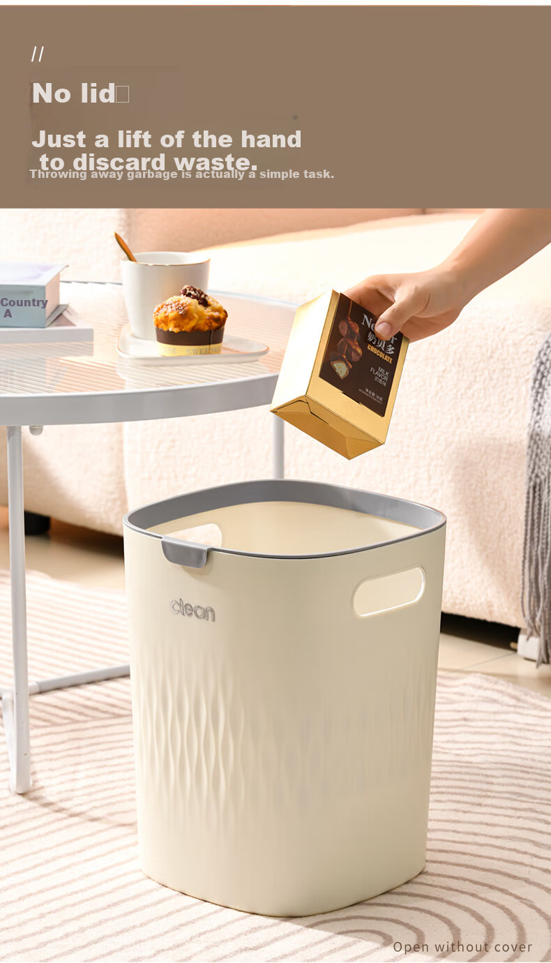 Zhailishi Lidless Trash Can, 11L Square White, for Home Living Room Bedroom Bathroom, Narrow Gap Slim Trash Ca 10