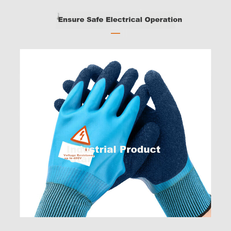 Gongpinxing 400V Insulated Gloves, Latex Low-Voltage Electric Shock-Proof Non-Slip Wear-Resistant, Electrician Power Distribution Room Protective Gloves, 1 Pair, Yellow 11