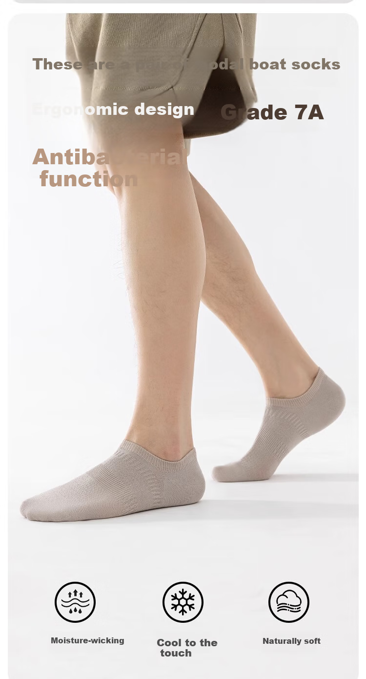 Qin Xiang Jian Men's Socks 100% Modal Autumn and Winter Thin Boat Socks Anti-odor Sweat-absorbent Breathable Invisible Short Socks 3