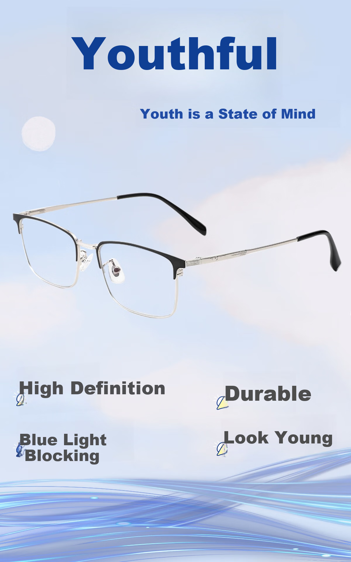 Nianqingtai Reading Glasses for Men, High-Definition Metal Full-Frame Business Anti-Blue Light Premium Presbyopic Glasses, 742+200 Degrees 1