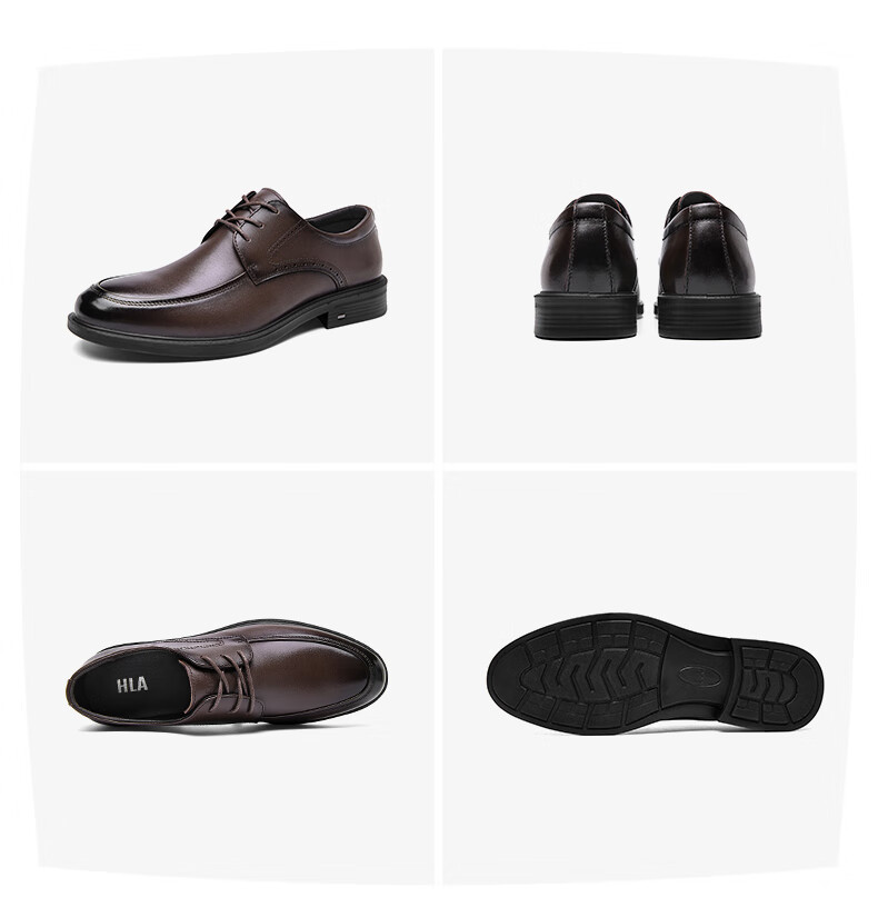 HLA Men's First Layer Cowhide Leather Lace-up Formal Business Casual Shoes T269 Black Size 41 28