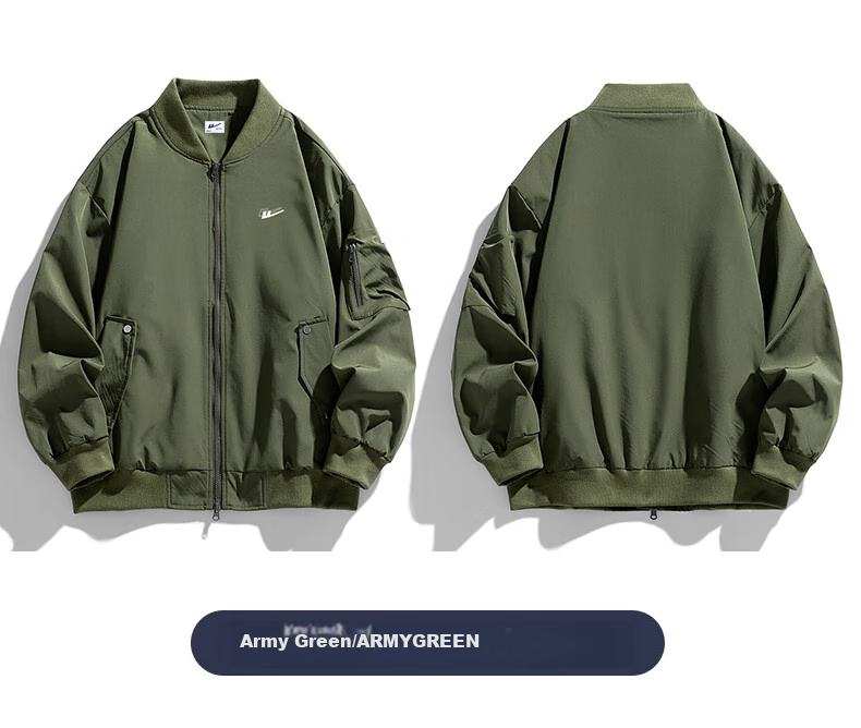 Huili Men's Jacket for Spring And Autumn Outdoor Windbreaker Casual Jacket American-Style Flight Suit Military Green Size L 25