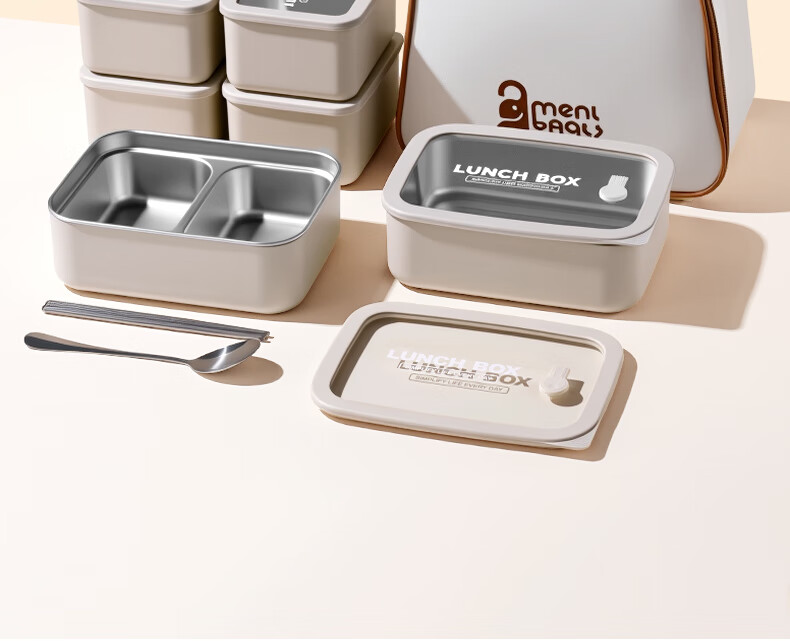 Ymer Stainless Steel Lunch Box Microwaveable Fresh-Keeping Bento Box for Office Workers [Visible Glass Large Double-Compartment] 4
