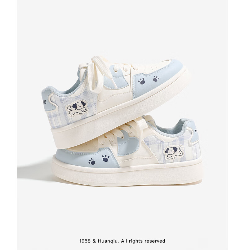 Global Cute Puppy Platform Sneakers for Women 2026 Spring New Thick Sole White Shoes Student Casual Pink Size 38 13