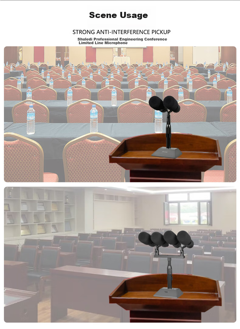 Shuledi QA-700 Domestic Dual-Head Wired Conference Floor Microphone, Podium Host Chorus Microphone for Lectern, Specialized for Mixing Console Audio System, High-End for Schools, Factories, And Government Use 4