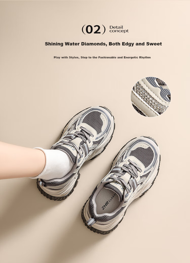 ZHR Women's Dad Sneakers Spring Autumn Lightweight Thick Sole 2026 New Casual Sports Shoes ID53 Silver Size 35 4