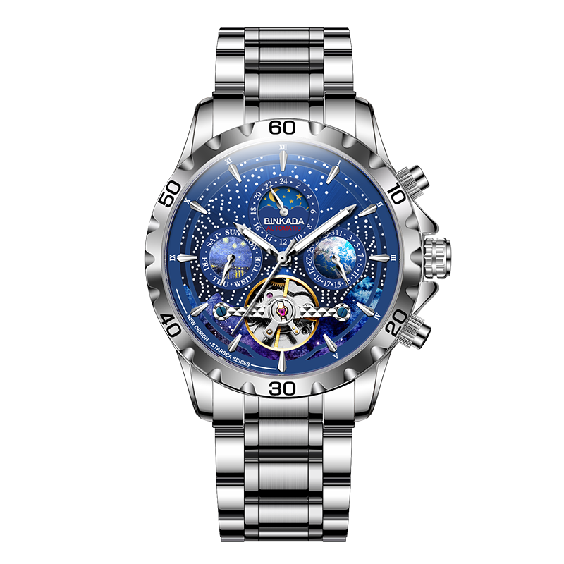 BINKADA Men's Mechanical Watch, Fully Automatic Skeleton Design, Water-Resistant, 2026 New Model, Birthday Gift for Boyfriend
