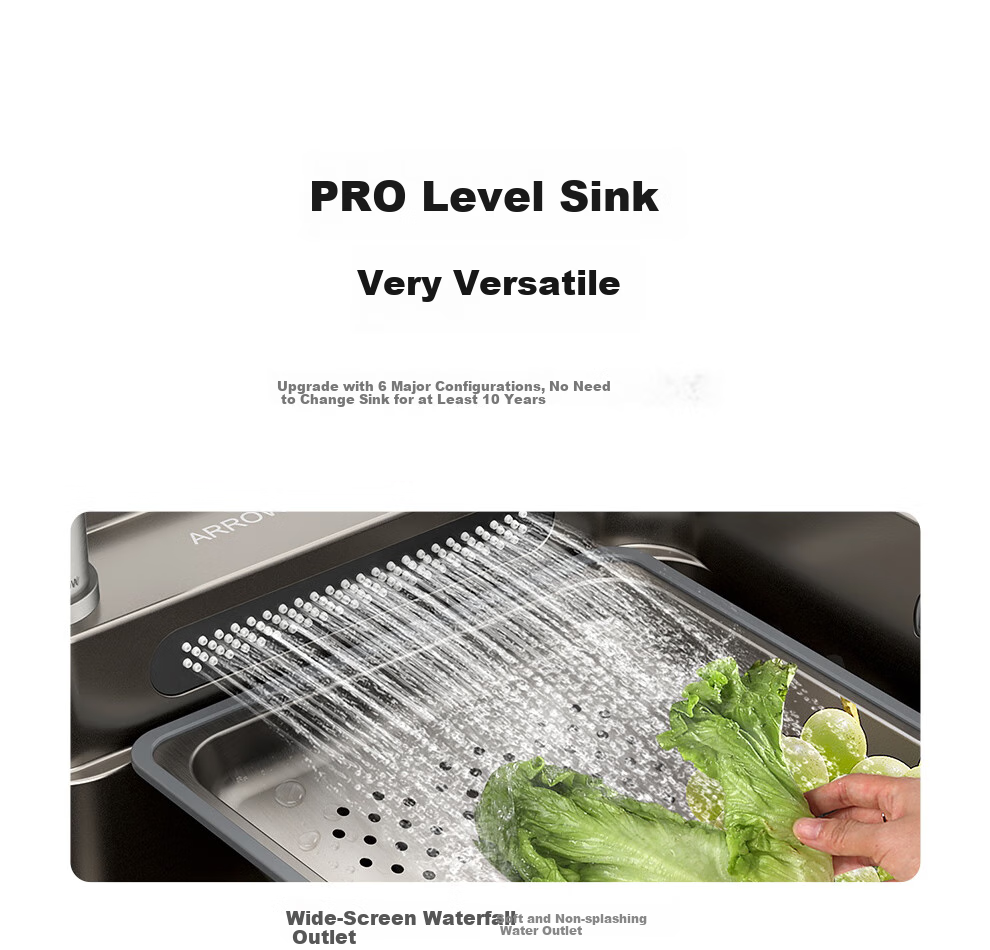 ARROW Treasure Basin Pro, Large Single Sink, 304 Stainless Steel Vegetable Washing Basin, Nano [Renovation Subsidy 15%] 6