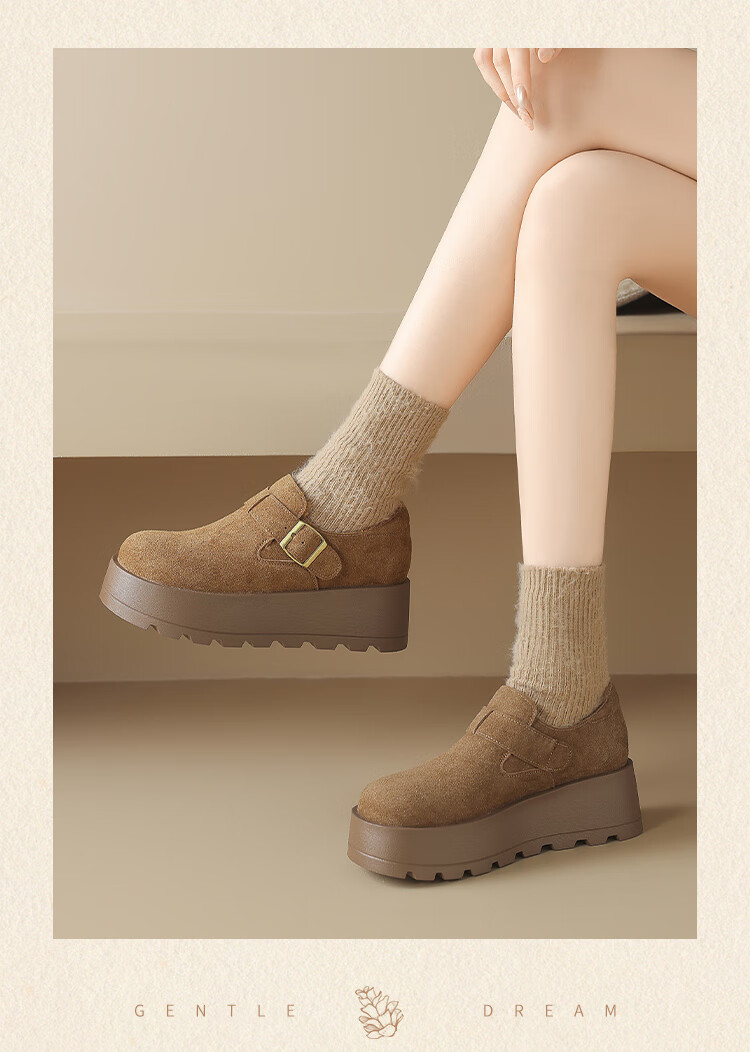 ZHR Women's Winter Cotton Shoes with Fleece Lining Thick Sole Warm Birkenstock Style Non-Slip Snow Boots KY55B Camel Color Size 40 19