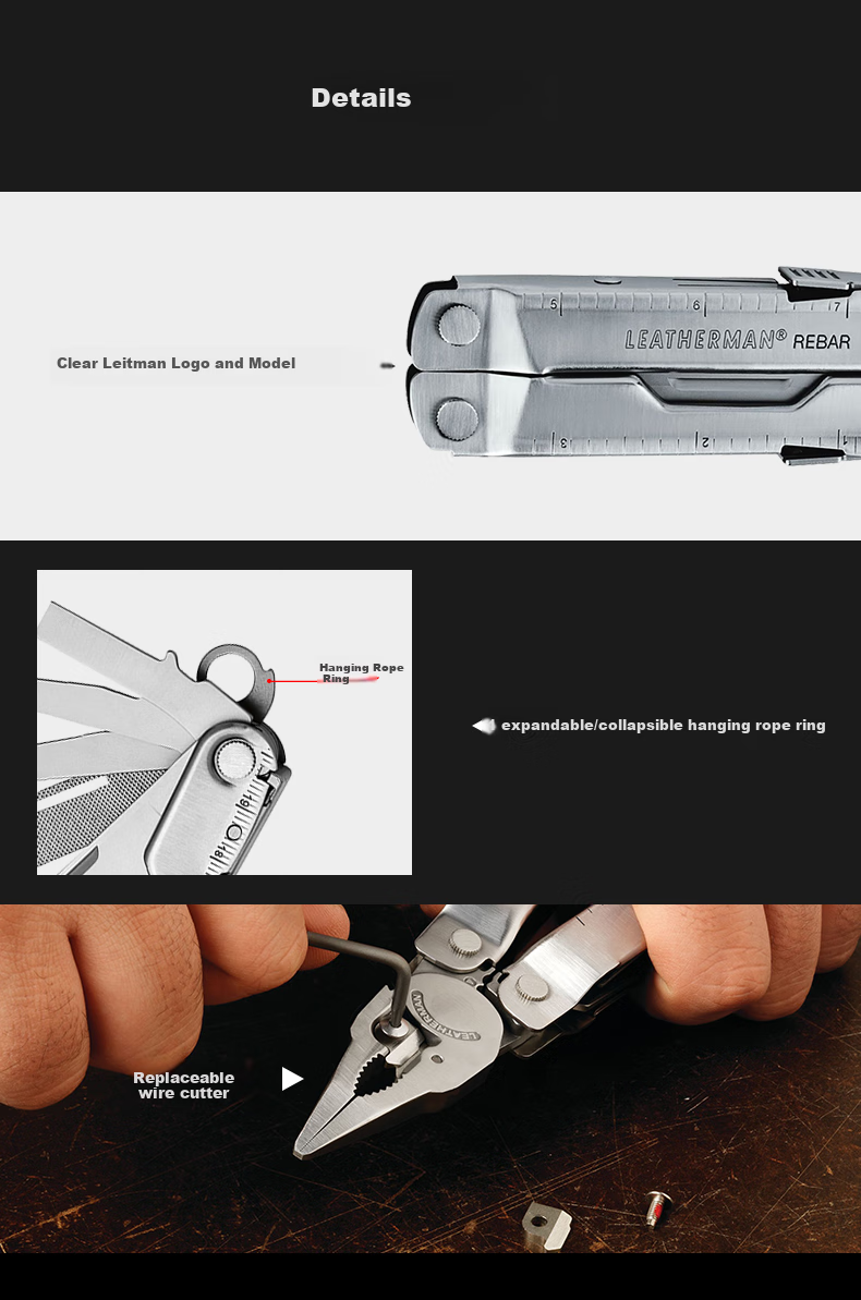 LEATHERMAN Leatherman REBAR Knifeless Version, Multi-Functional Combination Tool Pliers for Home, Outdoor And Household Use 10