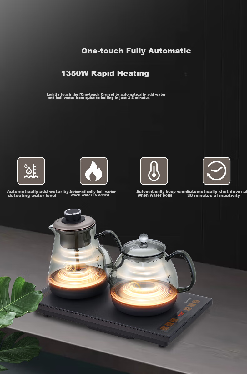 AUCMA Pure Titanium Fully Automatic Water-Boiling Electric Kettle, Tea Table Kettle, Built-In All-In Machine, Electric Teapot, Tea Set, Electric Tea Stove Set, Pure Titanium Double Kettle Steaming And Brewing Tea Model F22 5