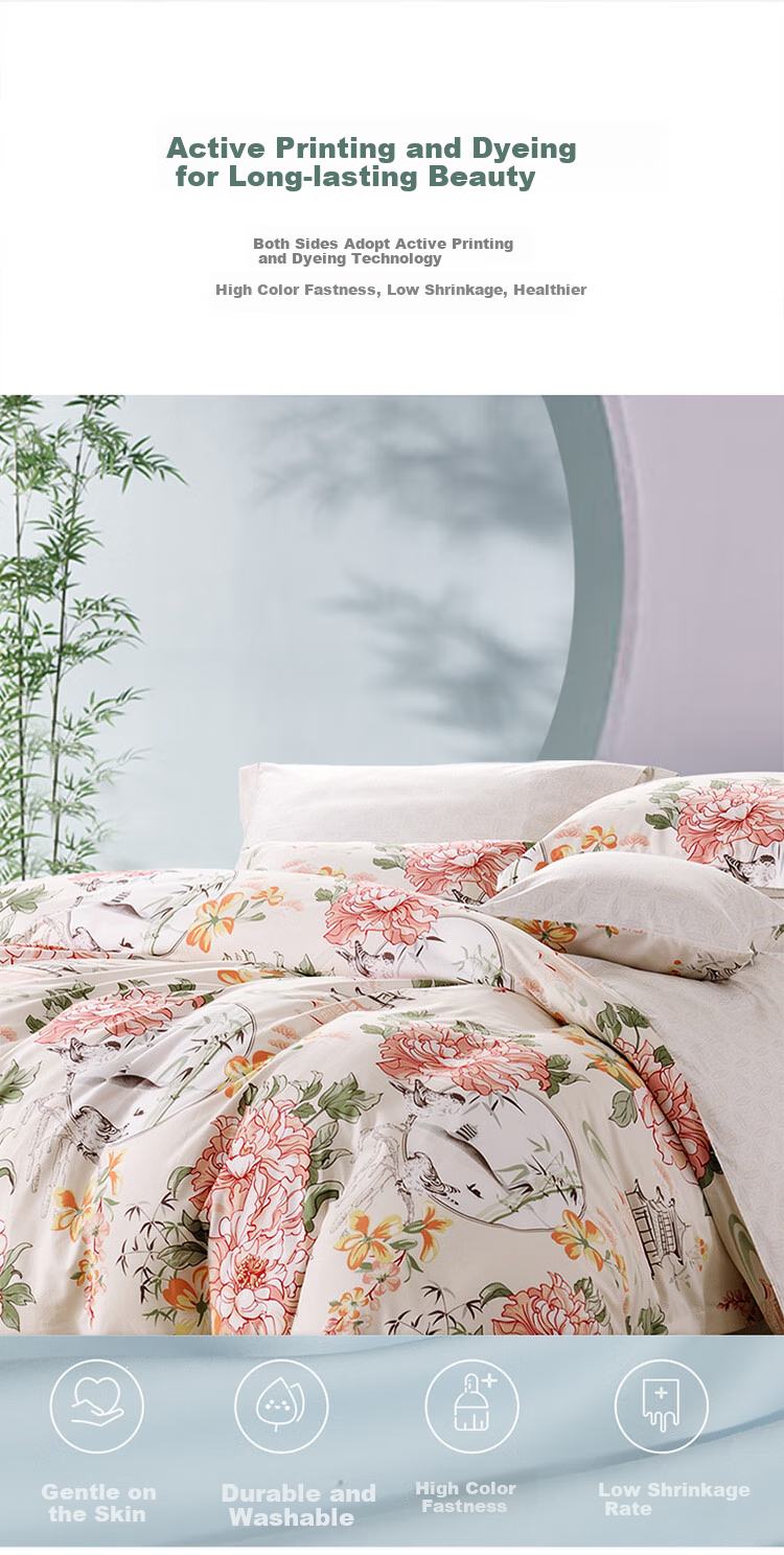 FUANNA Cotton Bedding Set, 4 Pieces, 60s 100% Pure Cotton Bed Sheet And Duvet Cover, Double Bed, 230*229cm, Purple Jade 10