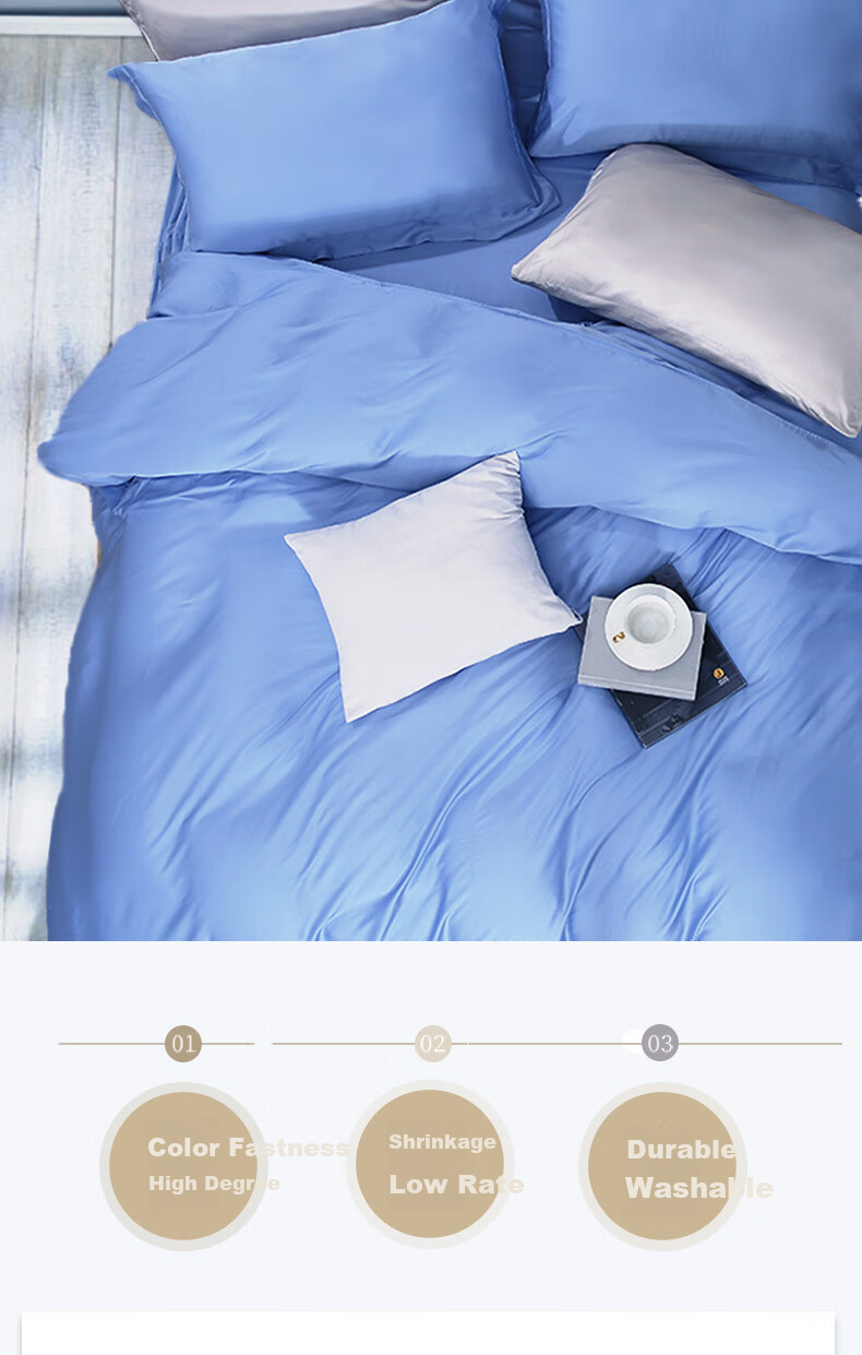 FUANNA Bedding Set 4-Piece A-Class 60s Lyocell Tencel Summer Printed Sheet Quilt Cover Single/Double 203×229cm 9