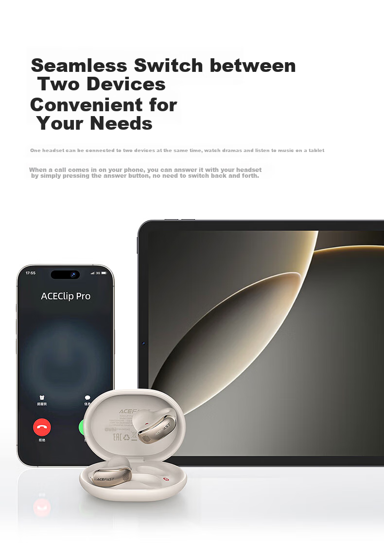 ACEFAST [Subsidies] Jisu Juoyin Open-Ear Clip-On Bluetooth Headphones, 2026 New Air-Bone Conduction Concept, Call Noise Reduction, Sports Running Earphones, Wireless Non-I 19