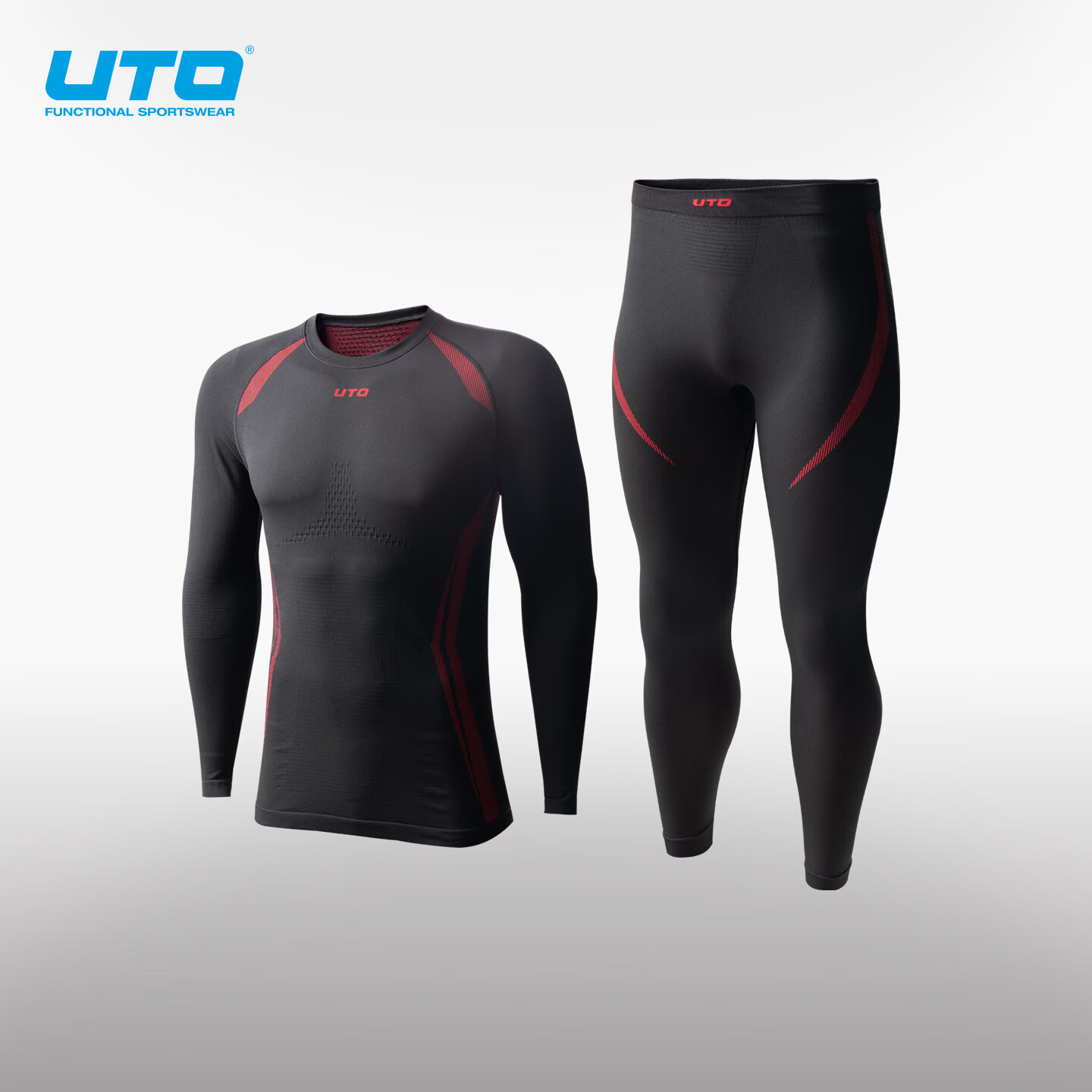 UTO Carbon Core Quick-Dry Outfit Outdoor Daily Skiing Running Sports Thermal Base Layer Blaze Red Men XXL