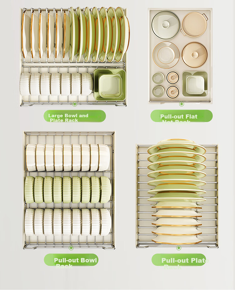Shuaishi Dish Rack, Kitchen Pull-Out Basket, Cabinet Bowl Basket, Drawer Dish Rack, Draining Rack, Sink Pull-Out Bowl And Plate Storage Rack 12