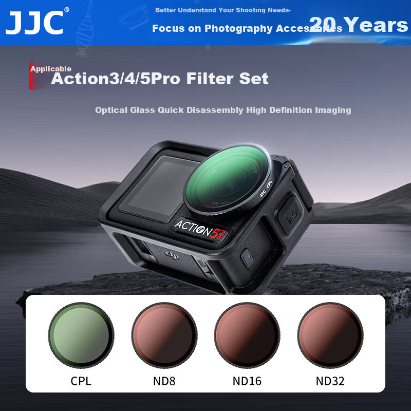JJC DJI Action4/5 Pro Filter Kit CPL Polarizer Fixed ND Neutral Density Lens Action3 Sports Camera Accessories