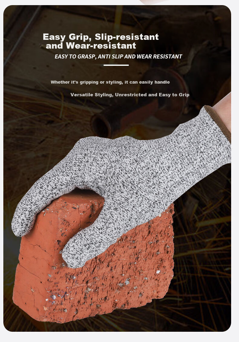 Lugong Level 5 Cut-Resistant Gloves, PU Latex Palm Coating, Heat Insulation Waterproof Non-Slip Wear-Resistant for Manual Work, Vegetable Cutting Hand Protection Woodworking Anti-Cut Tactical Anti-Cutting, Labor Protection for Men And Women, 2 Pairs Per Pack 8