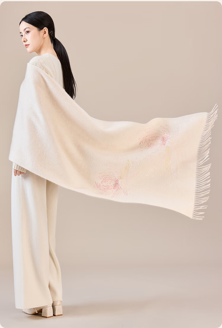 JIUMU Pure Wool Scarf for Women, Autumn And Winter Warm Outer Wrap Shawl, Gift for Mom And Elders, Christmas Birthday Present, Gift Box Packaging 14