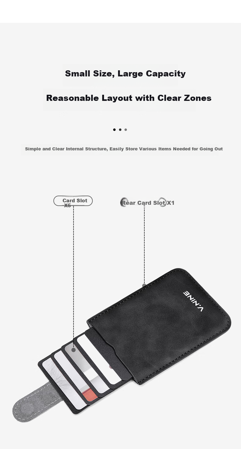 V.NINE Men's Slim Portable Card Holder And Wallet Combo with Pull-Out Design, Business Short Style Multi-Card Slots Wallet, Gift Box Packaging for Me 4