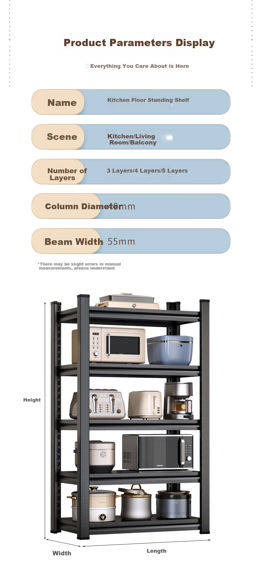 Jiabangshou [Chow Yun-fat Recommended] Kitchen Storage Rack Microwave Oven Organizer Multifunctional Oven Pot Stand Storage Cabinet 6