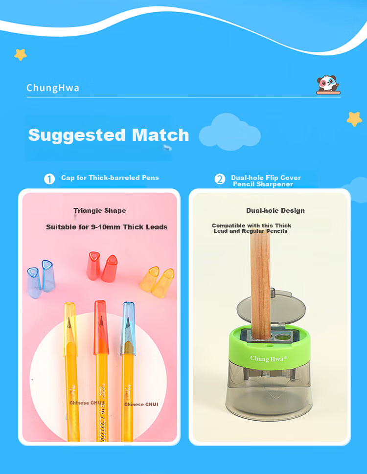 Zhonghua Thick Triangular Pencil for Preschool Handwriting Practice, Large Triangular Pencil for Posture Correction, Imported Xida Wood, Suitable for 6-7 Year Old Elementary School Students, Short Thick Grip for Easy Holding 14