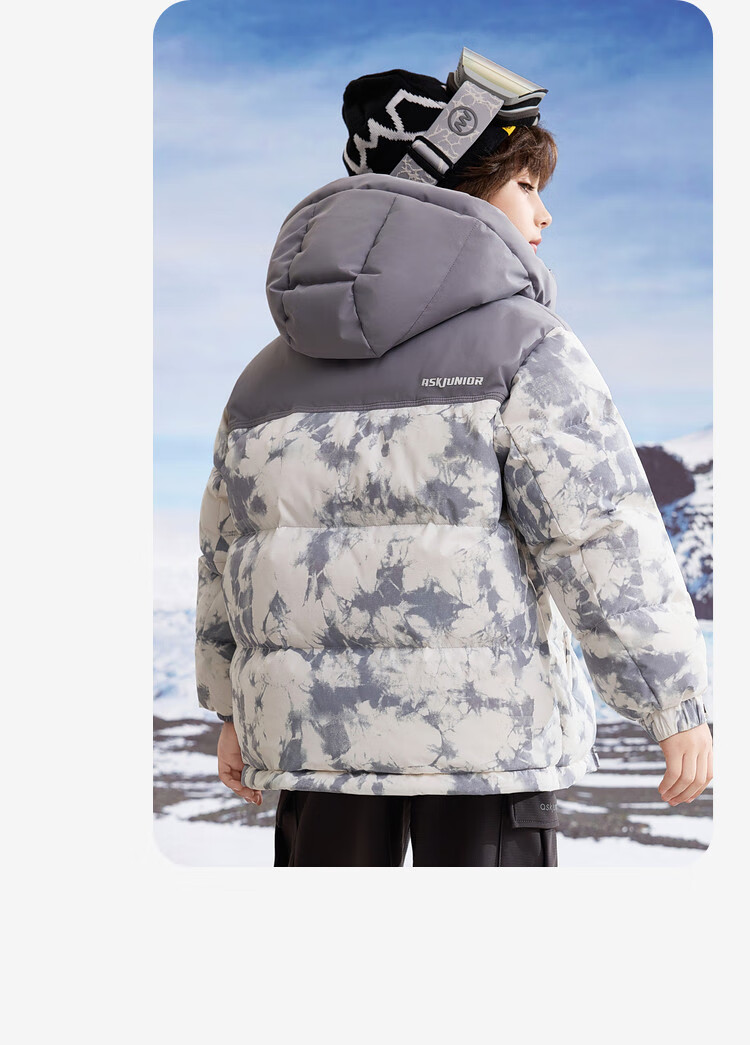 ASK JUNIOR [Canada Duck Down] Children's Winter Down Jacket, Warm 7A Antibacterial Filling, Boys' National Style New Year Coat 13