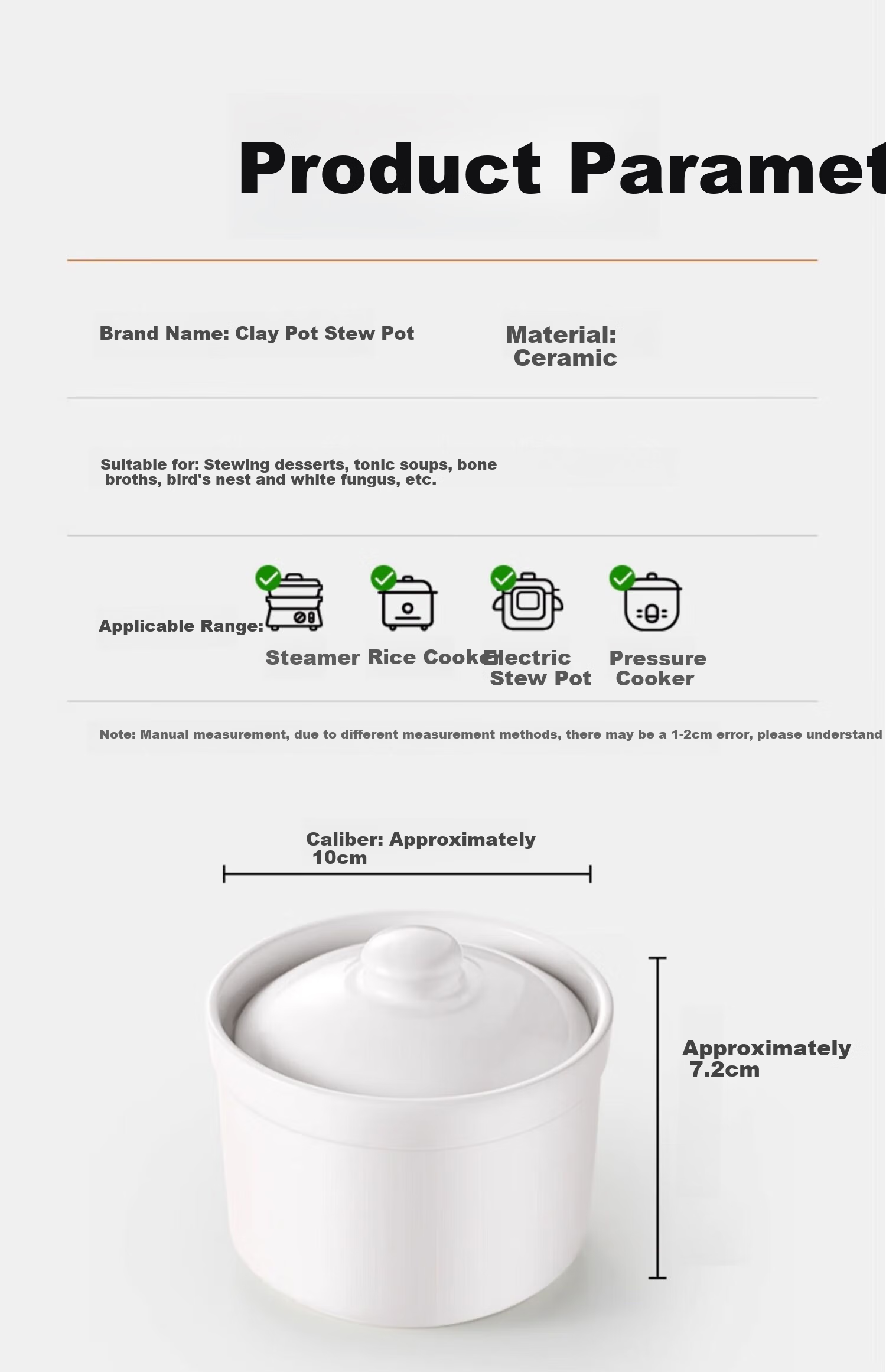 PINYU Ceramic Stew Pot, Soup Bowl, Double Boiler Inner Pot for Steamed Eggs, Porridge, Bird's Nest, with Lid, Steaming Egg Jar, Soup Pot, Stew Pot 17