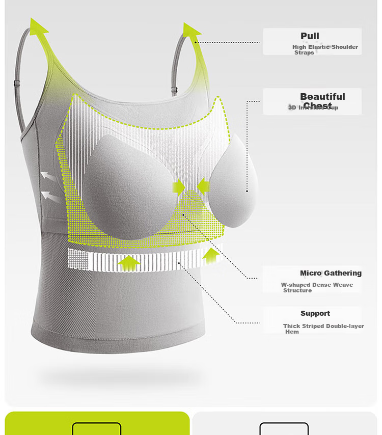 Banlian Women's Summer Camisole Tank Top with Built-In Bra Pads, Backless Design, Seamless White Strap Undershirt for Layering 9