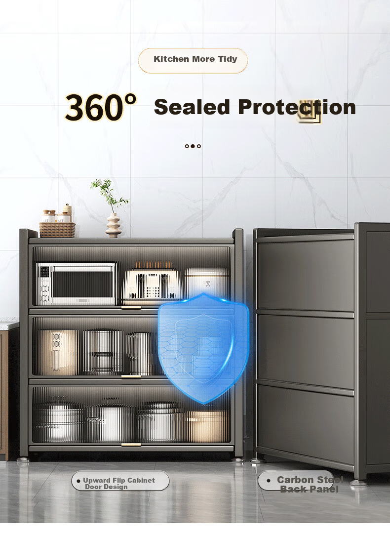 Jiabangshou Kitchen Utensil Storage Rack, Floor-Standing Multi-Tier Household Storage Cabinet, Multifunctional Dish Organizer, Cupboard, Storage Cabinet 2