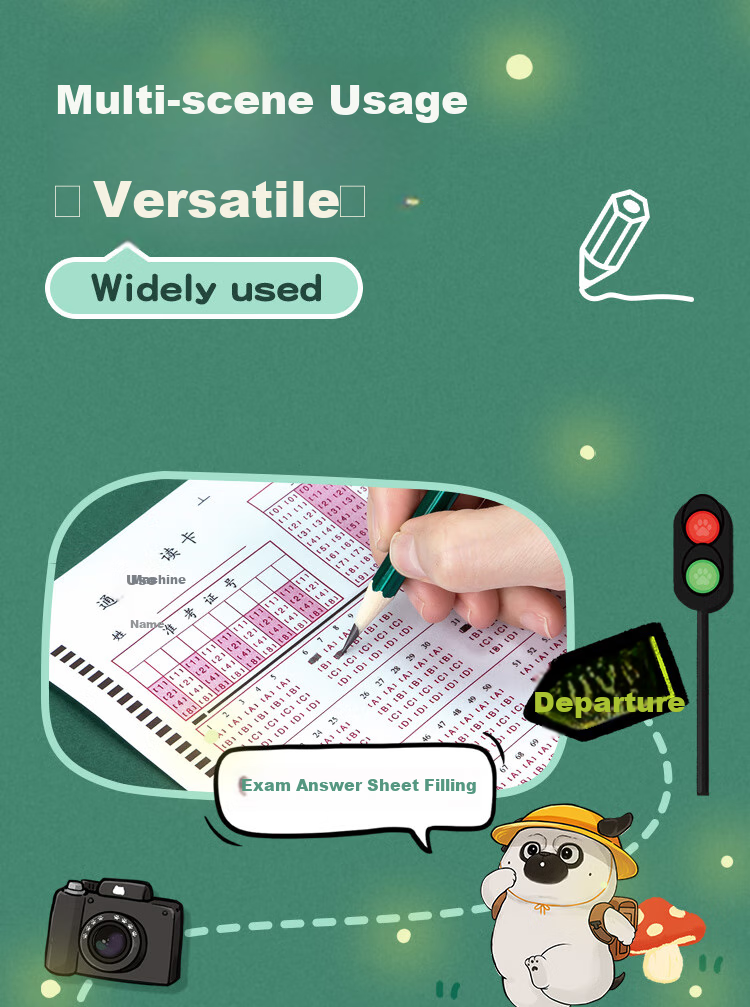 COMIX Wuhuangrensheng Is Wilderness 2B Pencils 10 Pieces, Classic Green Wooden Hexagonal Pencils, Student Exam Marking Cards Writing Art Wooden Pencils, EWHMP0105 5