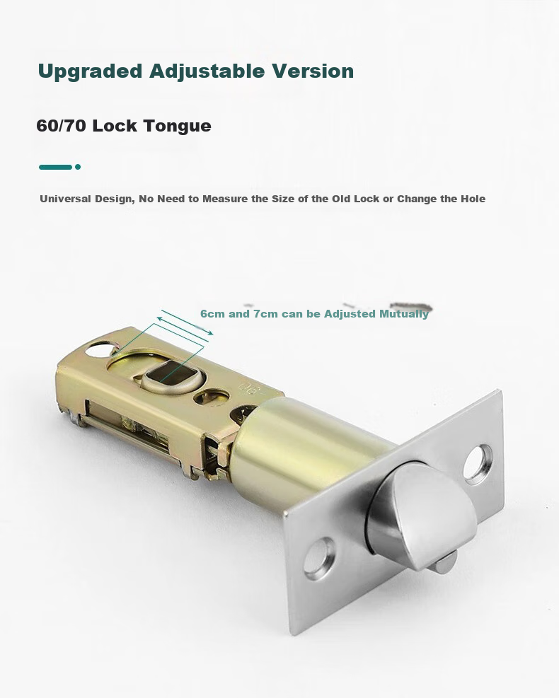 Chugong Three-Rod Bathroom Spherical Lock, Stainless Steel Plastic Steel Aluminum Alloy Door Ball Lock, Adjustable 60/70 Lock Tong 5