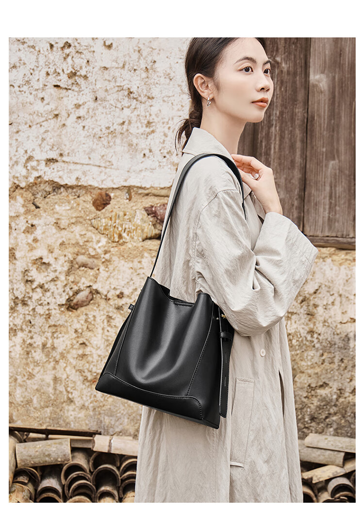 Nalandu Women's New Bucket Bag Large Capacity Cowhide Shoulder Crossbody Bag Birthday Gift 16
