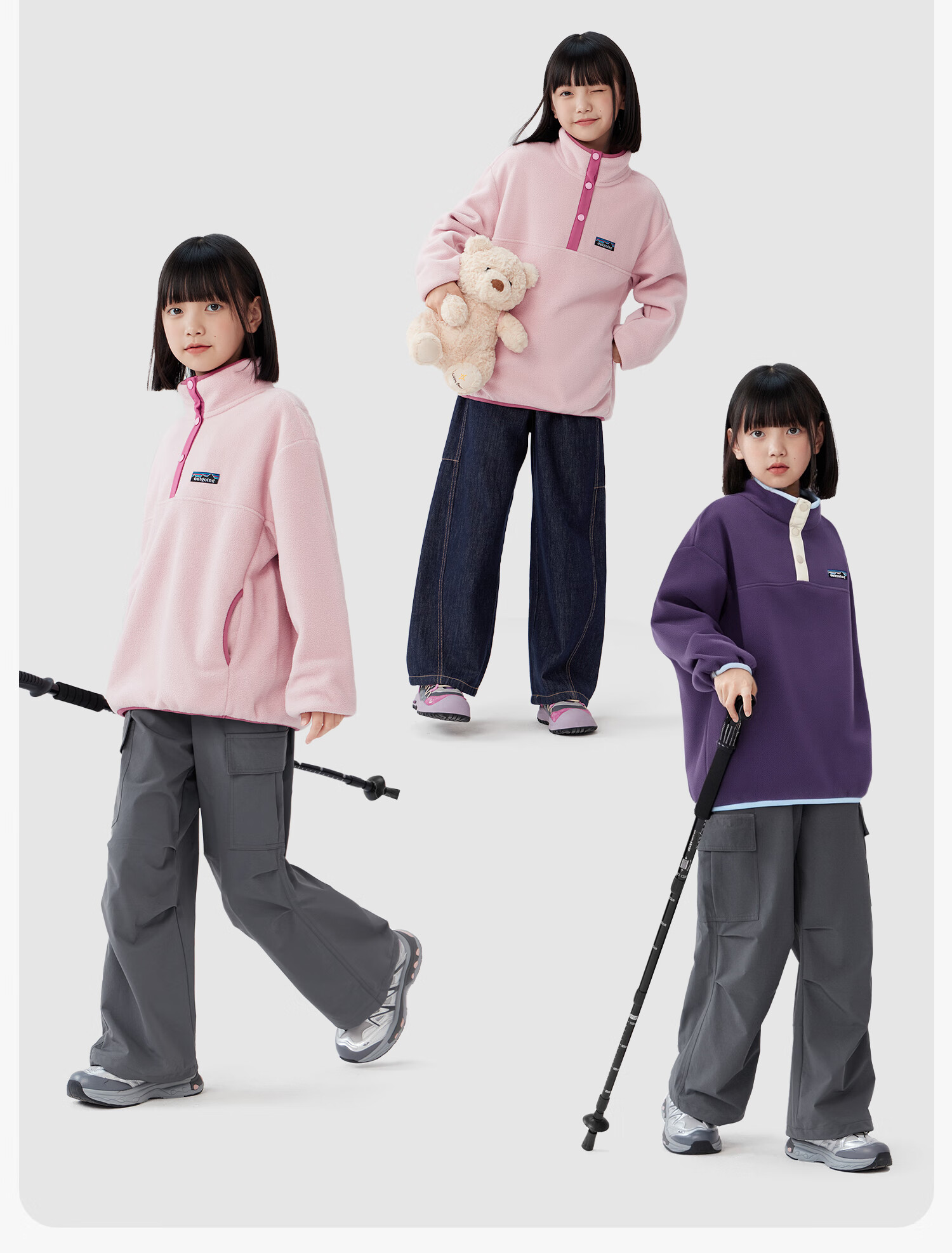 Zuo Xi Girls' Fleece Sweatshirt 2025 New Children's Winter Stand Collar Anti-Static Jacket Pink 120 5
