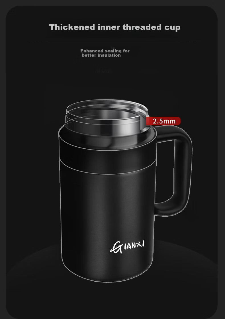 Jieanxi Insulated Mug, 316 Stainless Steel, Smart Temperature Display, Large Capacity, Office Tea Cup, Home Use, 520ml Gift 5