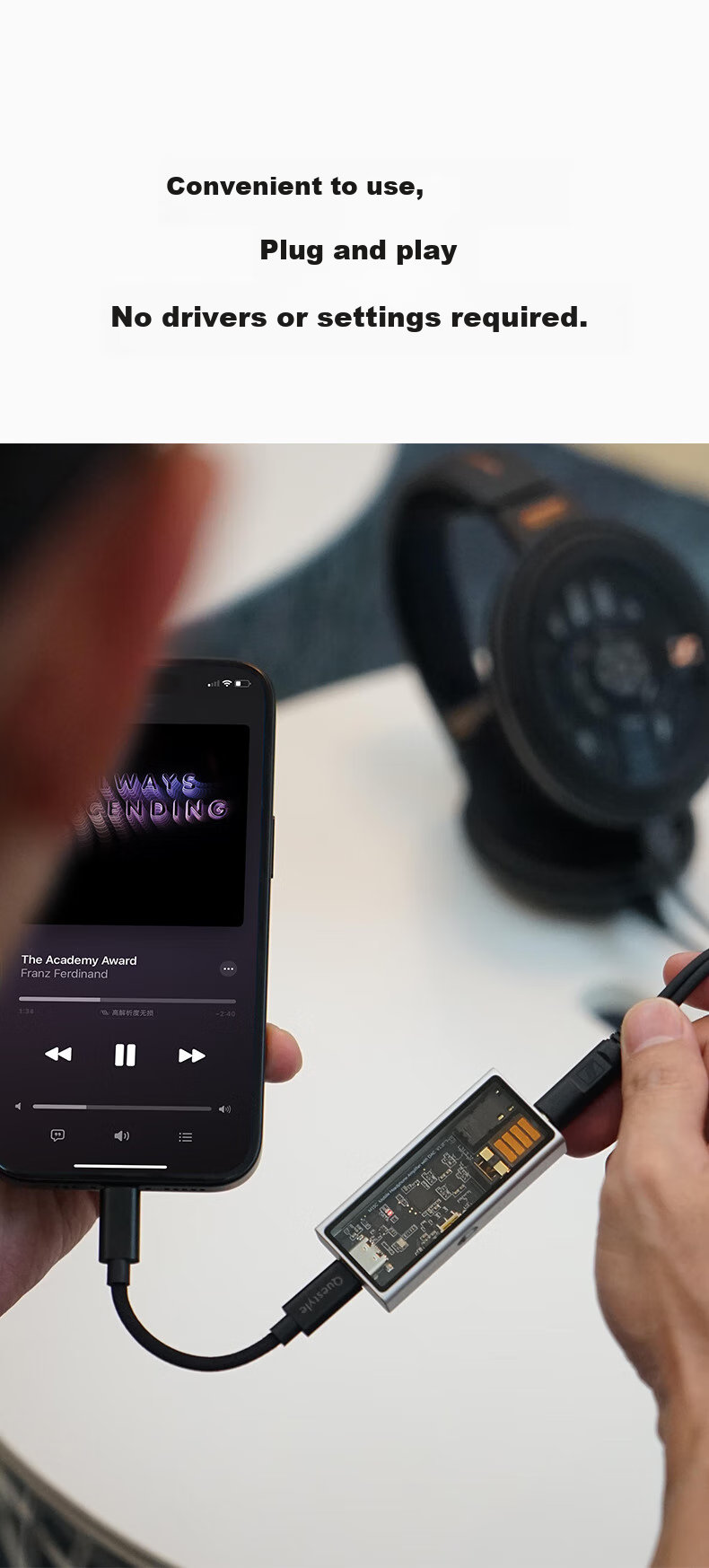Questyle M15C Portable Lossless Decoder, Compact And Convenient Decoder, HiFi Small Tail for Android And Apple 11