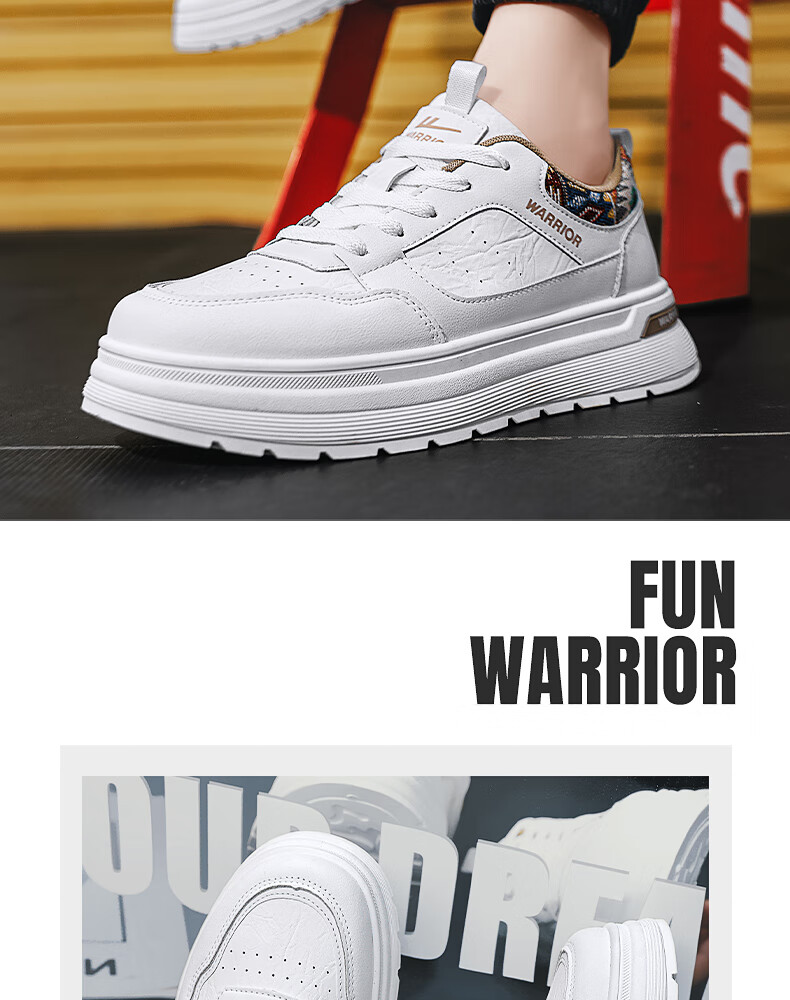 Warrior Official Men's Shoes 2026 Summer New Classic White Sneakers for Men, White and Dark Blue, Size 39 13