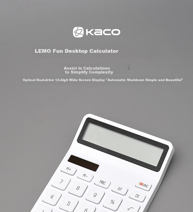 KACO Dual Power Calculator with 12-Inch Large Screen, Desktop Computer Office Supplies, White 1